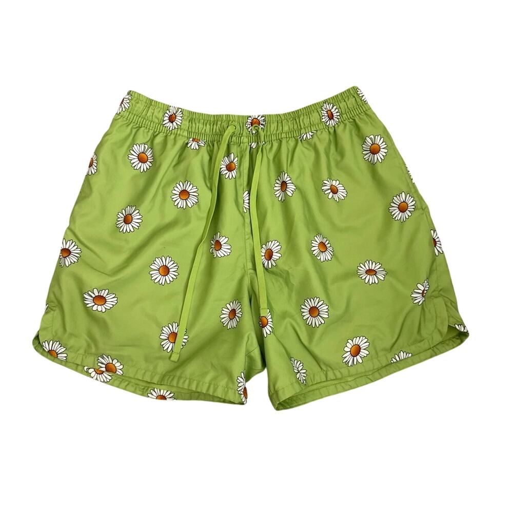 Nike Swim Woven Flow Bathing Suit Board Shorts Lime Green Daisy Print Men's XL